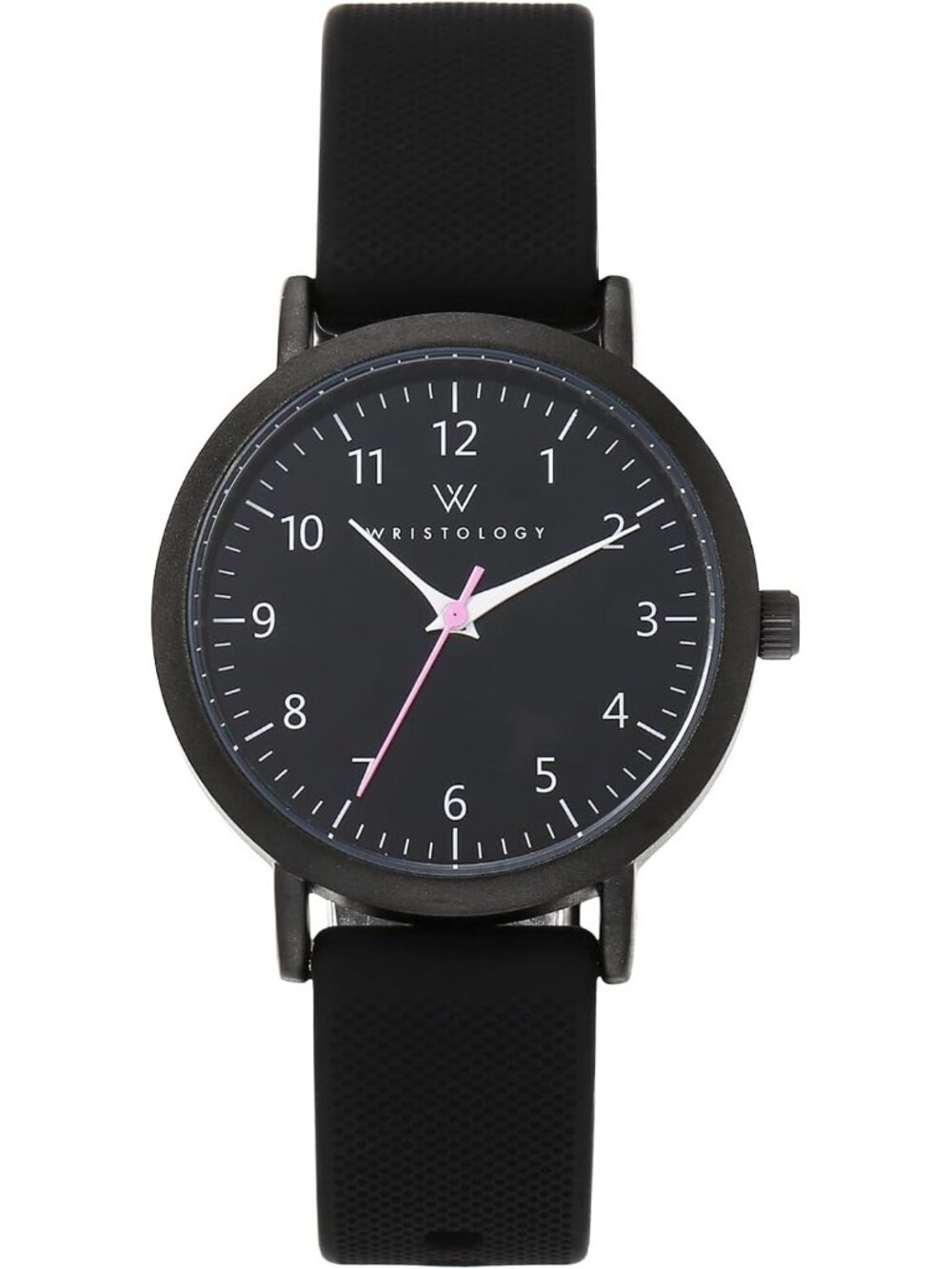 Women's Black Silicone Strap Easy to Read Analog Large Face Stylish Wrist Watch